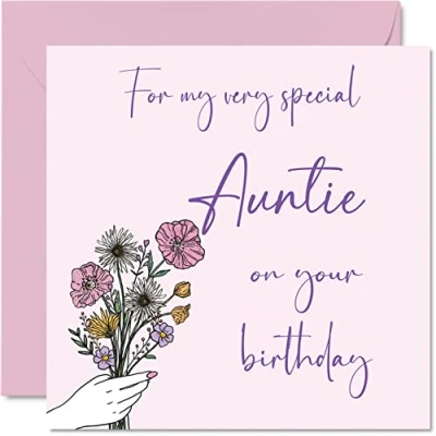 Abbildung von Stuff4 Süße Geburtstagskarten für Tante Geburtstagsblumen Happy Birthday Karte von Neffen, besondere Geburtstagsgeschenke, 145 mm x Grußkarten, Geschenk