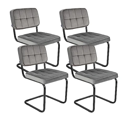 Abbildung von Kick Collection 4er Set Esszimmerstühl Ivy Grau Modern und Hochwertig Samt Metall Erhältlich in vielen Farben