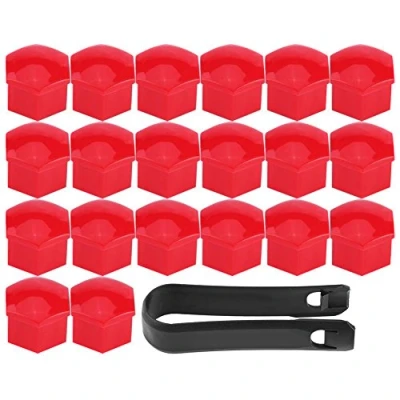 Abbildung von Keenso 20 Stücke Universal Rad Reifen Radnabenabdeckungen Radmutter Bolzenkappe Abdeckungen Mutter Protector Cap Muilti Farbe Optional(Rot)