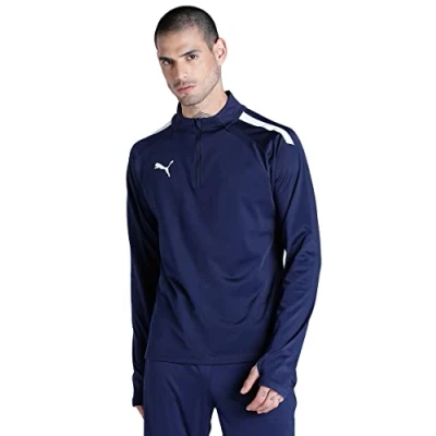 Abbildung von Puma Teamliga ZIP Langarmshirt, Herren, Größe: Large, Peacoat/white