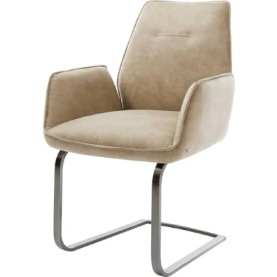 Abbildung von Freischwinger Zoa Flex Mikrofaser Beige Vintage flach Graphit Taschenfederkern