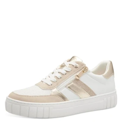 Abbildung von MARCO TOZZI Damen Sneaker flach mit Reißverschluss Freizeit, Mehrfarbig (White/Gold), 37 EU