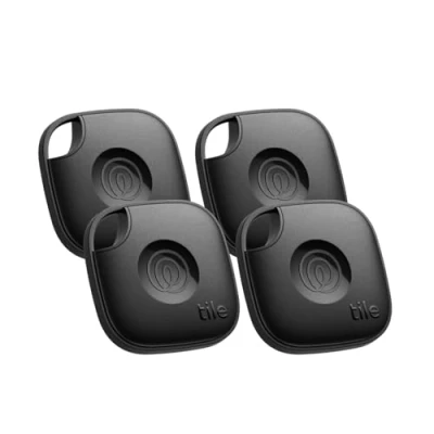 Abbildung von Tile by Life360 Mate (2024) Bluetooth Tracker, Schlüssel und Gegenstandsfinder für Schlüssel, Taschen mehr, Handy Finder, iOS &amp; Android kompatibel, 4er Pack (Schwarz)
