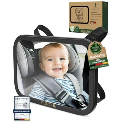 Abbildung von FORCHE® Rücksitzspiegel für Babys aus bruchsicherem Material, Babyspiegel Kindersitz und Reboarder Babyschale, 360 schwenkbar, Kinder Autospiegel in optimaler Größe, Spiegel ready to use