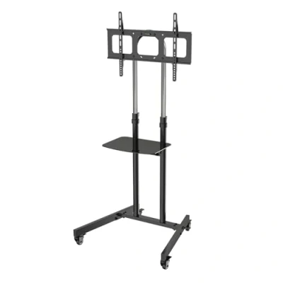 Abbildung von SVITA NONSAN Höhenverstellbarer TV Ständer Rollwagen Fernsehständer Staender Feststellbare Rollen Ablagefläche Laptopablage für 32 40 42 50 55 65 70 75 80 Zoll Max 68 KG Schwarz