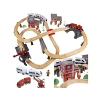 Abbildung von KRUZZEL Holzeisenbahn Set Eisenbahn Holz für Kinder Holzzug 22754