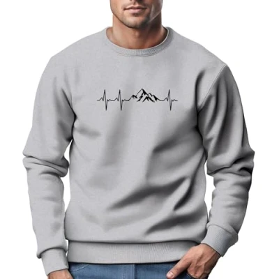 Abbildung von Neverless Sweatshirt Herren Wandern Berge Herzschlag Outdoor Rundhals Pullover F