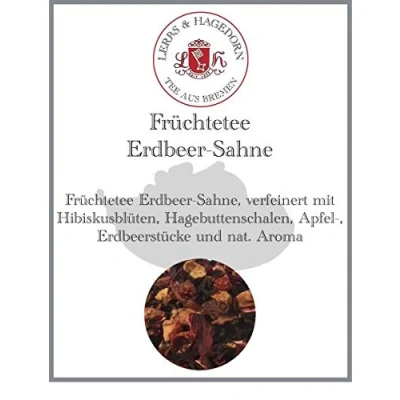 Abbildung von Lerbs &amp; Hagedorn, Früchte Tee Erdbeer Sahne 250g (ca. 21 Liter) verfeinert mit Hibiskusblüten, Hagebuttenschalen, Apfel , Erdbeerstücke