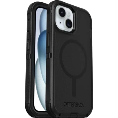 Abbildung von OtterBox Defender Series MagSafe Hülle für iPhone 15/iPhone 14/iPhone 13, stoßfest, sturzsicher, extrem robust, Schutzhülle, 7X getestet nach Militärstandard, Schwarz, Keine Einzelhandelsverpackung