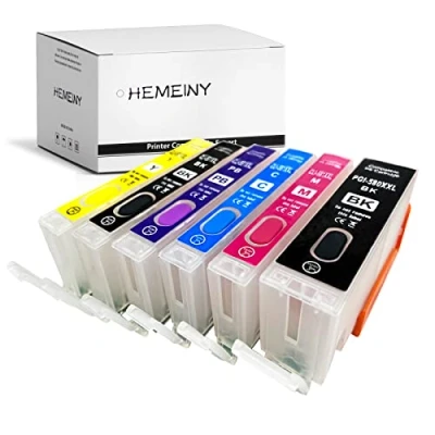 Abbildung von HEMEINY PGI 580 CLI 581 XXL nachfüllbare Tintenpatrone kompatibel mit Pixma TS8150 TS8151 TS8152 TS9150 TS9155 TS8350 TS8250 TS8251 TS8252 Drucker (PGBK, BK, C, Y, M, PB)