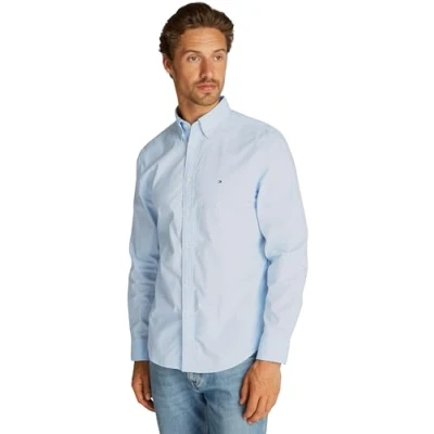 Abbildung von Tommy Hilfiger Herren Hemd Flex Poplin Polka Dot Regular Fit, Blau (Sweet Blue / White Dot), L