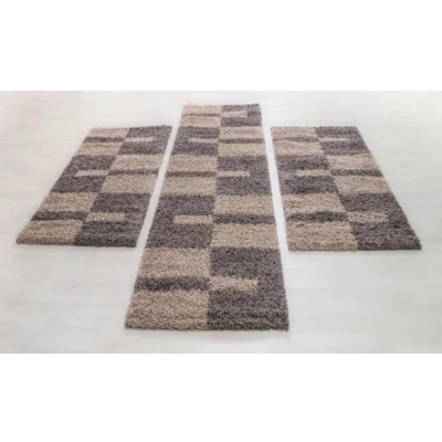 Abbildung von Hochflor Bettumrandung Unicolor Einfarbig Carpettex, Höhe 30 mm, (Bett Set, 3 tlg., Bettvorlage), Schlafzimmer Teppich Läufer Set teilig
