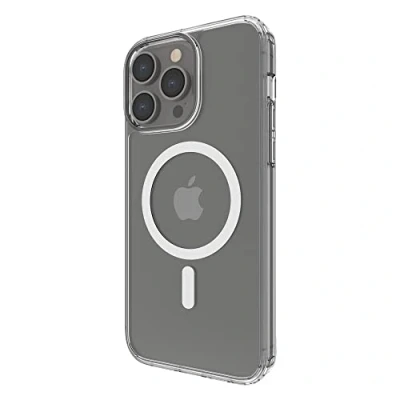 Abbildung von Belkin mit MagSafe kompatible iPhone 14 Pro Max Hülle, durchsichtiges, magnetisches Case integrierten Magneten und Kameraschutz durch erhöhte Ränder, geeignet zum kabellosen Laden