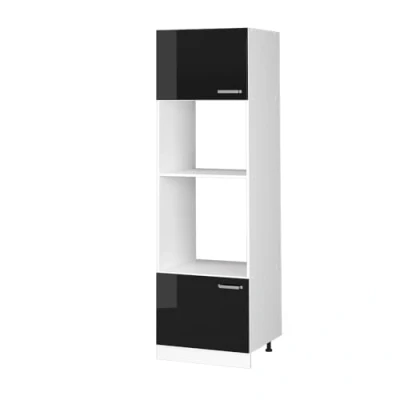 Abbildung von Vicco Hochschrank R Line, Schwarz Hochglanz/Weiß, 60 cm mit offenen Regalen, und Türen