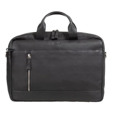 Abbildung von Alassio 47034 Laptoptasche TIBER, Schultertasche für 15 Zoll Notebooks, Umhängetasche aus Echtleder, Tasche mit gepolstertem Laptopfach und Reißverschluss Hauptfach in schwarz, ca. 28 x 41 9,5 cm