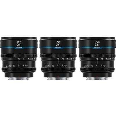 Abbildung von SIRUI Night Walker T1.2 Cine Objektiv Set, 24 mm 35 und 55 mm, mit großer Blende manueller Fokus, MS 3SLB, L Mount, Schwarz