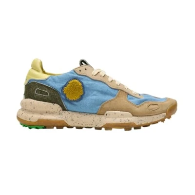 Abbildung von Satorisan Chacrona Linen Casual Sneaker Herren Vintage Leder und Leinen Sportschuhe Farbe Blue Swirl Größe 47