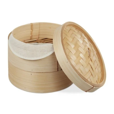 Abbildung von relaxdays Dämpfeinsatz Dampfgarer Bambus 2 Etagen 20,5 cm