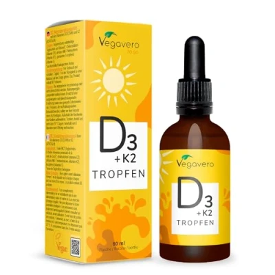 Abbildung von Vitamin D3 K2 Tropfen 100% Vegan Hochwertiges K2Vital® &amp; D3V® 2.000 IE D 3 + 25 µg K 2 all trans Laborgeprüft Ohne Konservierungsstoffe Vegavero®