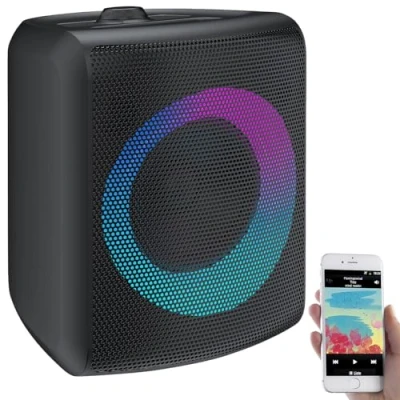 Abbildung von auvisio Soundbox: Mobile Outdoor PA Partyanlage &amp; Bluetooth Boombox, Lichteffekte, 140W (Musikboxen, Bluetoothbox, Sprachverstärker)