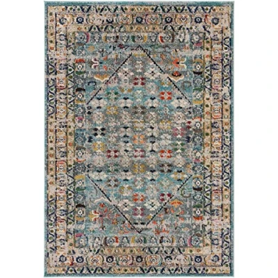 Abbildung von benuta Vintage Teppich CASA Blau 140 x 200 cm für Wohnzimmer, Schlafzimmer und Flur Pflegeleicht Fußbodenheizung Geeignet
