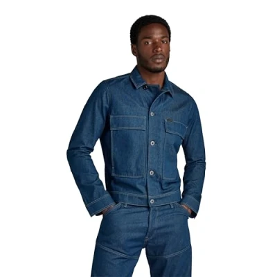 Abbildung von G STAR RAW Herren Utility Flap Pocket Jacke 2.0, Blau (raw denim D24762 D547 001), L