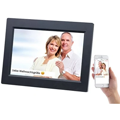 Abbildung von Somikon Bilderrahmen Digital: WLAN mit 25,7 cm IPS Touchscreen &amp; weltweitem Bild Upload (Digitaler Senioren, Elektronischer Bilderrahmen, einfache Bedienung)
