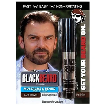 Abbildung von Blackbeard for Men Herren Farbe Mascara Bart Schnurrbart 12ml, Dunkelbraun X2