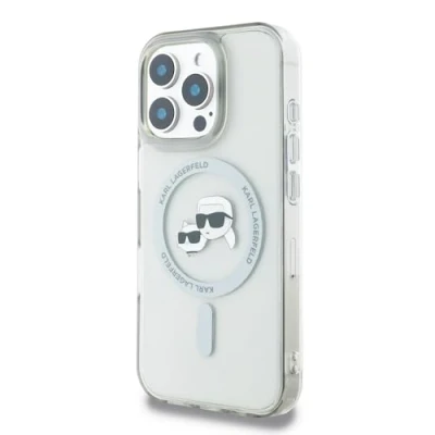 Abbildung von Karl Lagerfeld Hülle kompatibel mit iPhone 16 Pro Max Back Cover hul Magsafe IML Metal Weiß