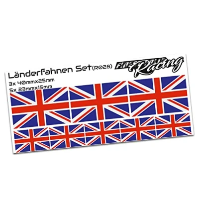 Abbildung von Finest Folia 8er Set Länderaufkleber Fahne Länderfahne Flagge Wetterfest RC Car Auto Motorrad Sticker Fahrrad Aufkleber Modellbau R028 (United Kingdom)