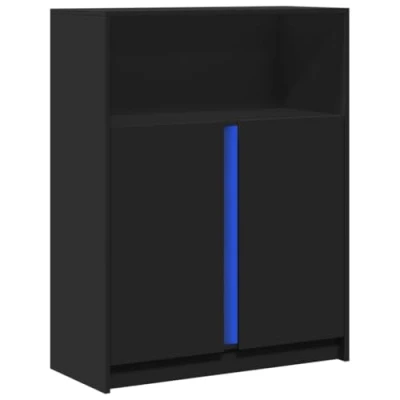 Abbildung von vidaXL Sideboard, Kommode mit LED Stauraum, Anrichte Schrank für Wohnzimmer, Beistellschrank Mehrzweckschrank Highboard, Schwarz Holzwerkstoff
