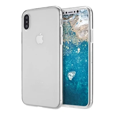 Abbildung von doupi UltraSlim Hülle kompatibel für iPhone X (iPhone 10), Ultra Dünn Clear Farbe TPU Glatte rutschfeste Handyhülle Cover Bumper Soft Case Taschenschutz Design Schutzhülle,