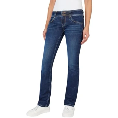 Abbildung von Pepe Jeans Damen Double Buttons Slim Low Waist PL204588 Jeans, Blue (Denim XW5), 31W / 32L