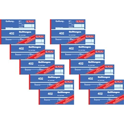Abbildung von Herlitz Quittungsblock 402, selbstdurchschreibend, A6 quer, 2 x 40 Blatt (10 Stück)