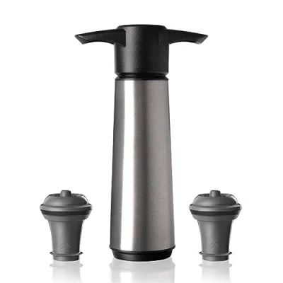 Abbildung von Vacu Vin Weinpumpe mit 2 Weinverschlüssen Wine Saver Edelstahl Silber