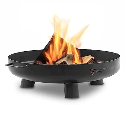 Abbildung von BBQ Toro Feuerschale Ø 60 cm Schwarz Outdoor Feuerstelle mit DREI Standbeinen und Zwei Griffen Feuerschalen für den Garten, Brennschale, Garden Fire Pit, Bowl, Feuerwanne