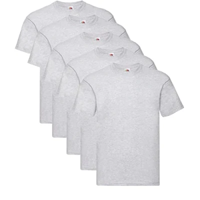 Abbildung von Fruit of the Loom Herren Original T. T Shirt, 5 Grau, XL (5er Pack) + 1HL Kauf Notizblock