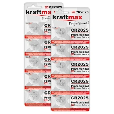 Abbildung von 10er Pack Kraftmax CR2025 Lithium Hochleistungs Batterie / 3V CR 2025 Knopfzelle für professionelle Anwendungen