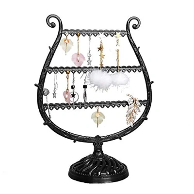 Abbildung von Bluelanss Schmuckständer Ohrringständer Ohrringhalter, 3 Tier Plastik Ohrring Organizer, Ohrstecker Display Schmuckhalter Ohrschmuck Aufbewahrung Schmuckregal, Schmuckaufbewahrung Schwarz