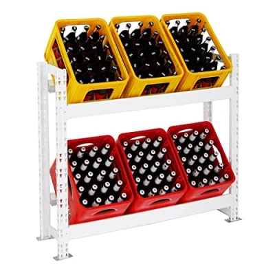 Abbildung von PROREGAL Getränkekistenregal Tegernsee extra breit Weiss 6 Kisten HxBxT 100x110x30 cm Kistenregal Kastenregal Wasserkastenregal Getränkeregal