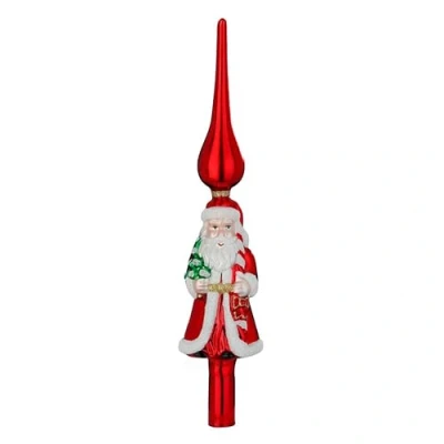 Abbildung von MAGIC by Inge Christbaumspitze, Christbaumspitze Weihnachtsmann 31cm Glas mit Glitzer Rot
