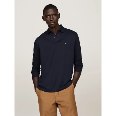 Abbildung von Tommy Hilfiger Herren Poloshirt Langarm Liquid Cotton Regular Fit, Blau (Desert Sky), S