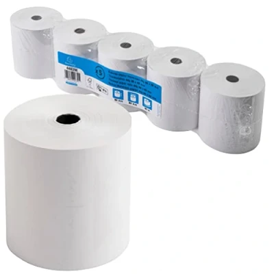 Abbildung von Exacompta 44839E 50er Pack Thermopapierrollen 1 lagig, Breite: 80mm, Länge 95m, Durchmesser Kern: 12mm 44g/m² Thermorolle für Kassen Kassenrolle