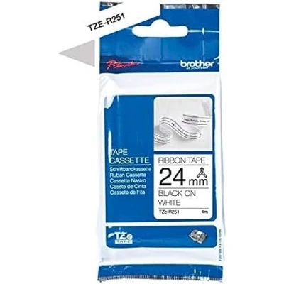 Abbildung von Original Brother textiles Schriftband TZe R251 schwarz auf weiß 24 mm breit, 4 m lang (u.a. für P touch H200, H100LB/R, H105, E100/VP, D200/BW/VP, D210/VP,Cube, Cube Plus)