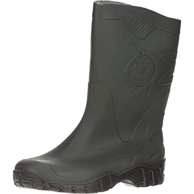 Abbildung von Dunlop, halbhohe Gummistiefel, einfacher an und ausziehen, passend für breitere Waden (10 UK / 44 EU, Green/Black Sole)