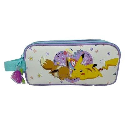 Abbildung von CyP Brands Pokémon, Federmäppchen, Schulbedarf, Schreibwaren, Blumen Kollektion, cremefarben, offizielles Produkt, Estandar, Lässig