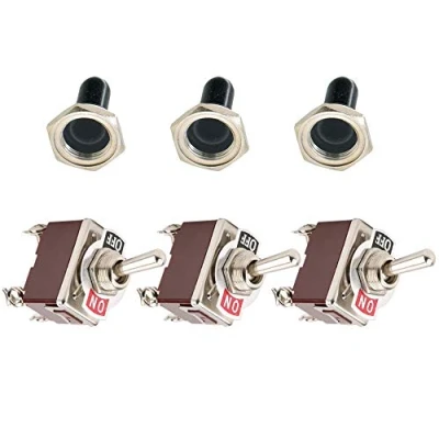 Abbildung von Mintice 3 X KFZ Auto 20A 125V 15A 250V Kippschalter Schalter Wippschalter DPST 4 Polig EIN/AUS Metall Mit wasserdicht Schutzkappe