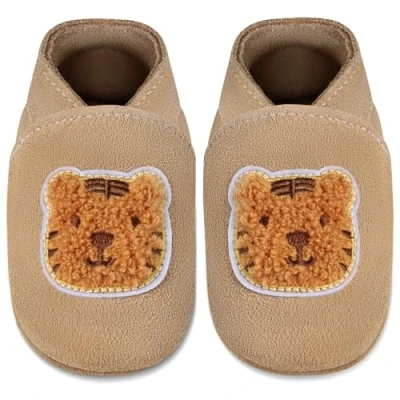 Abbildung von IceUnicorn Baby Lauflernschuhe Krabbelschuhe Mädchen Jungen Lederschuhe Weicher Leder Hausschuhe Wildledersohlen Babyschuhe(Khaki Tiger, 6 12 Monate)