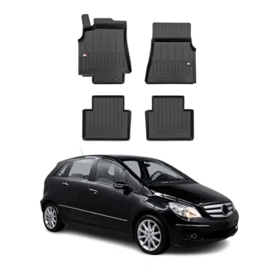 Abbildung von Fußmatten Gummimatten kompatibel mit Mercedes B Klasse W245 2005 2011 Premium 3D Schwarz 4X