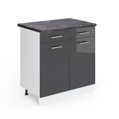 Abbildung von Vicco Küchenunterschrank R Line, Anthrazit Hochglanz/Weiß, 80 cm, AP